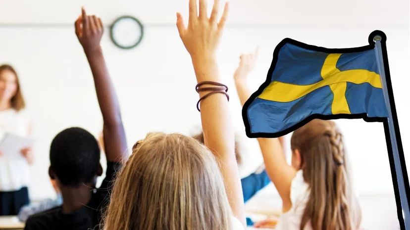 Švedijos mokiniai mokykloje per pamoką